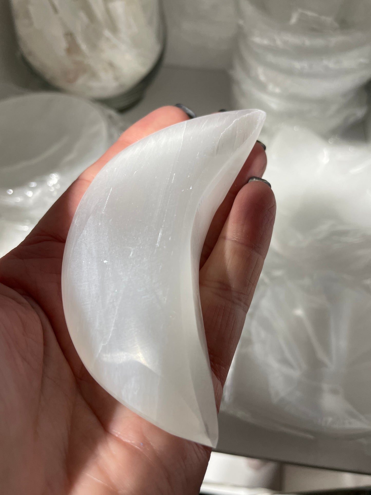 Selenite Puffed Moon