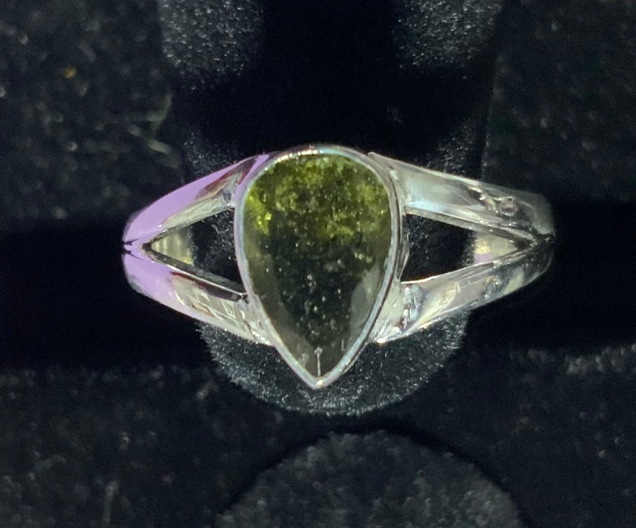 Moldavite Ring Size 7 - Teardrop