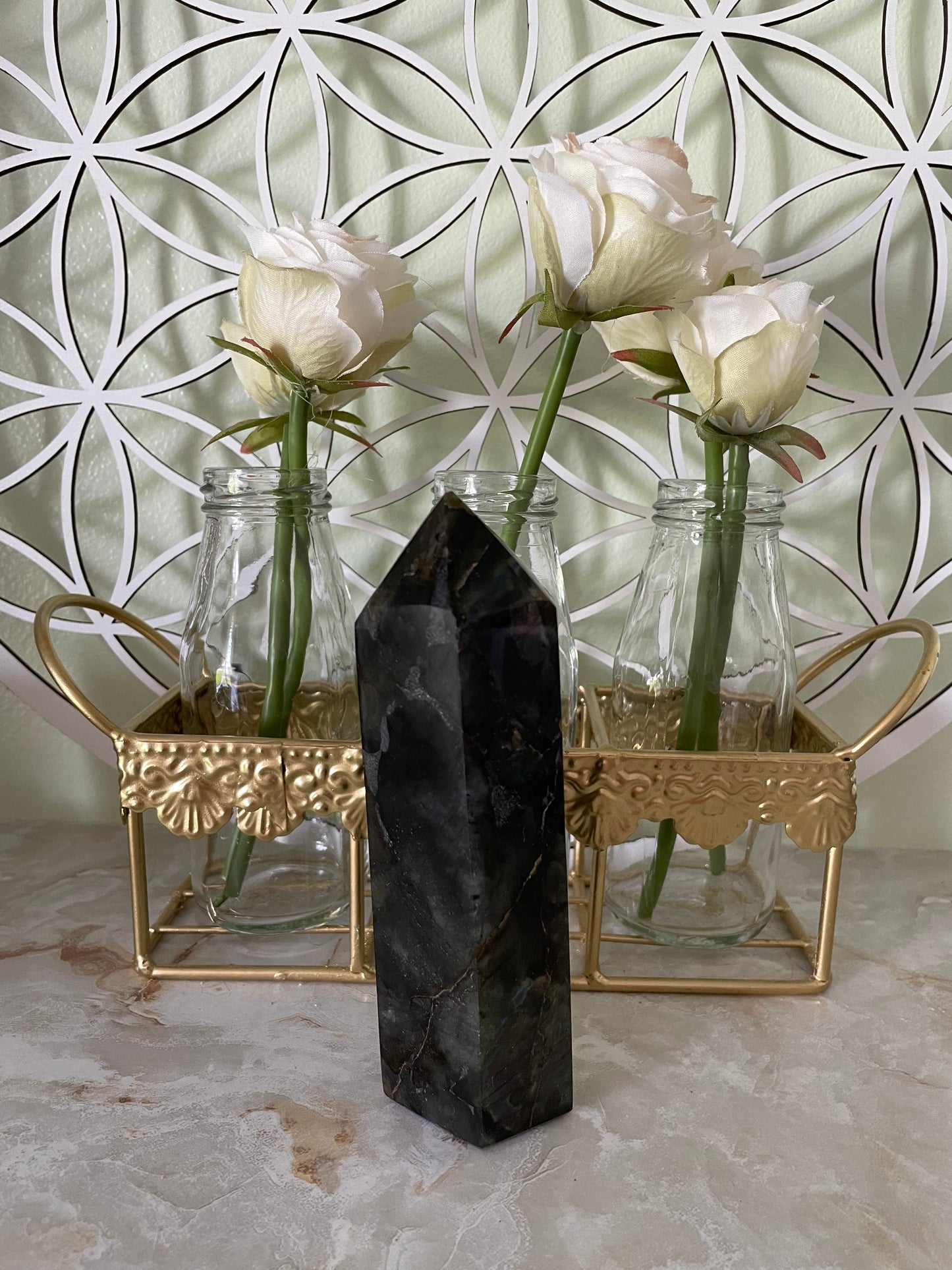 Beautiful labradorite obelisk nearly 1 pound