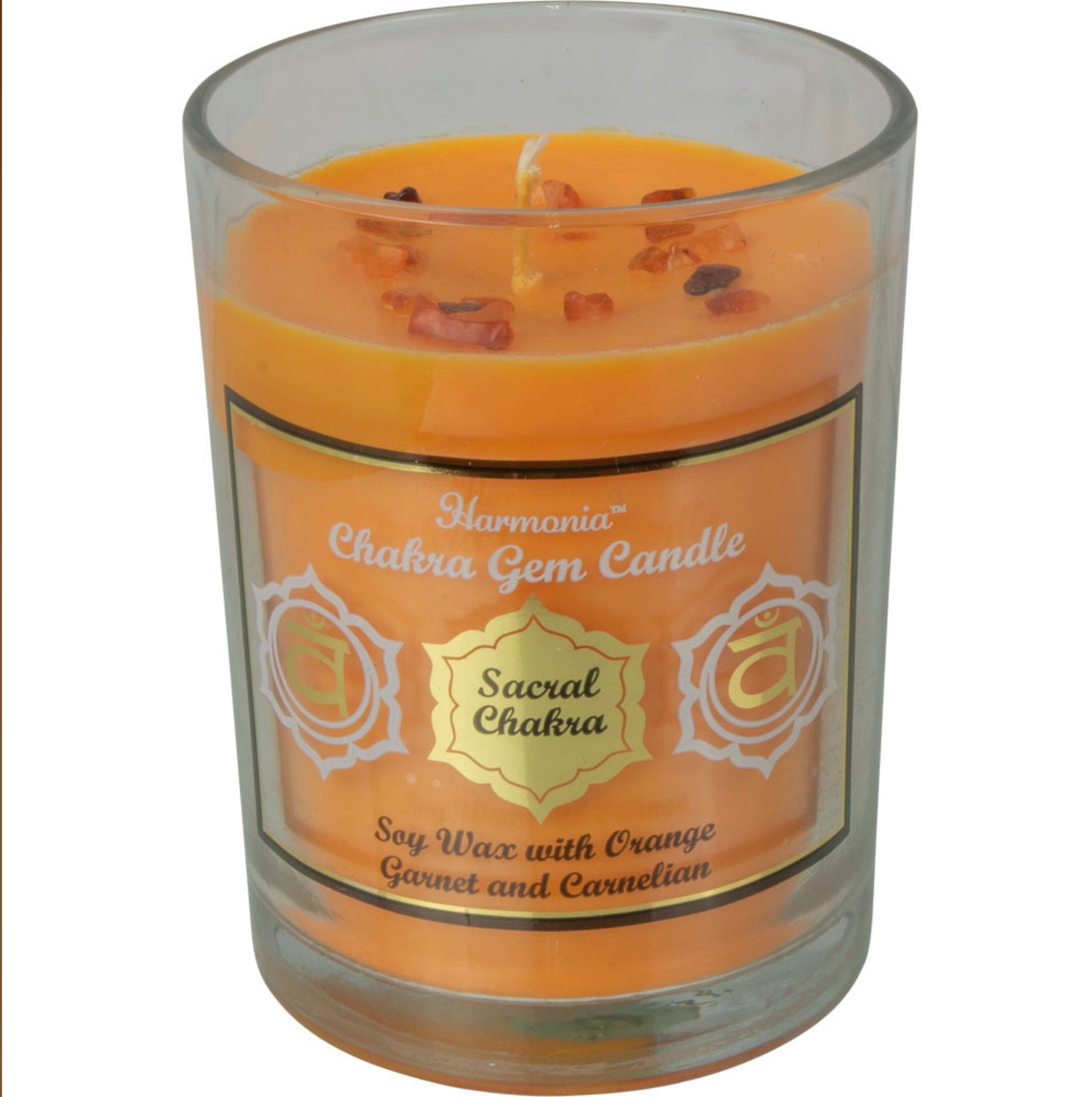 Harmonia Soy Gem Candle - Sacral Chakra - Garnet & Carnelian - Orange Scented