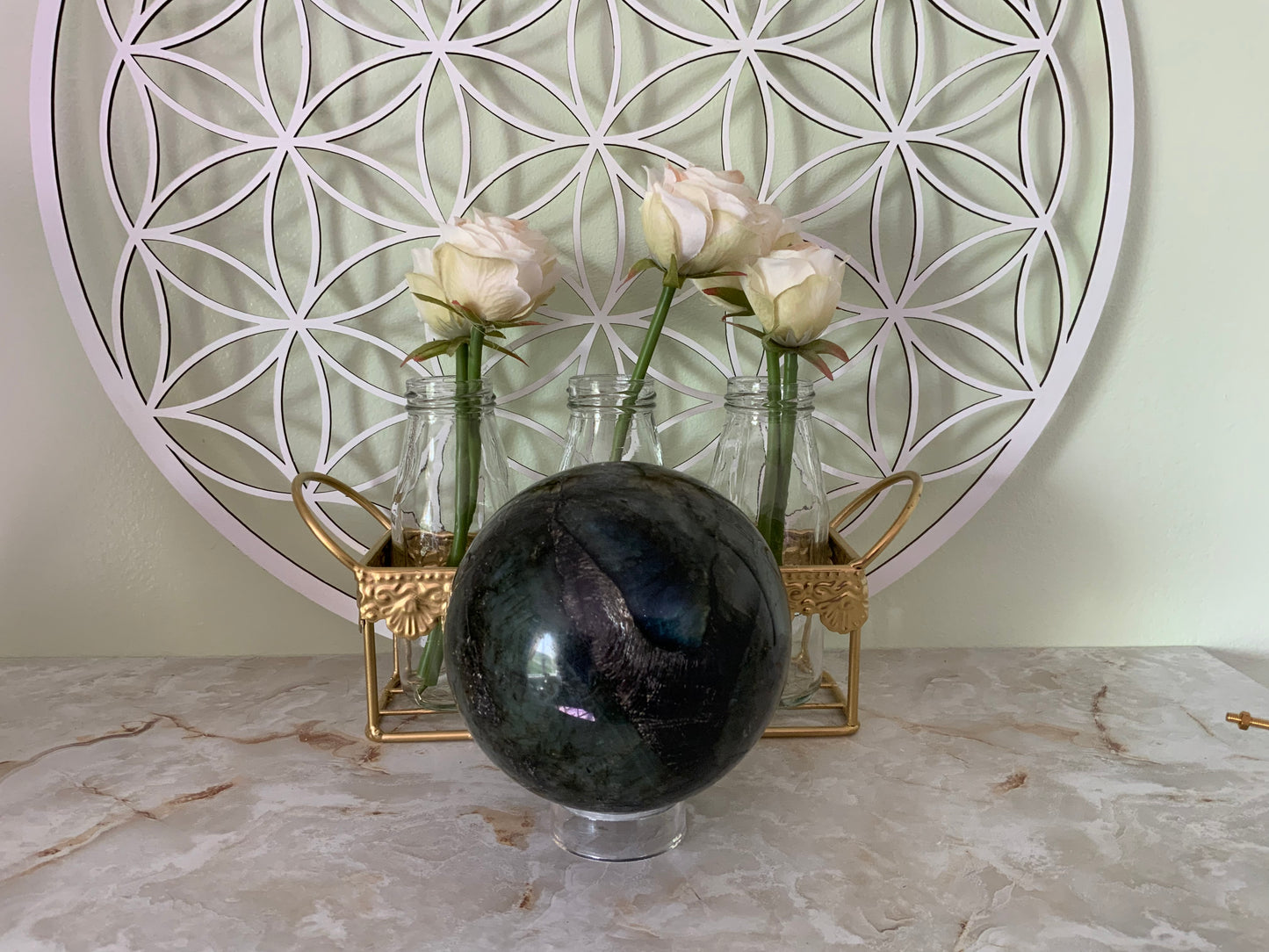 Awesome Labradorite Sphere weighs over 4 pounds