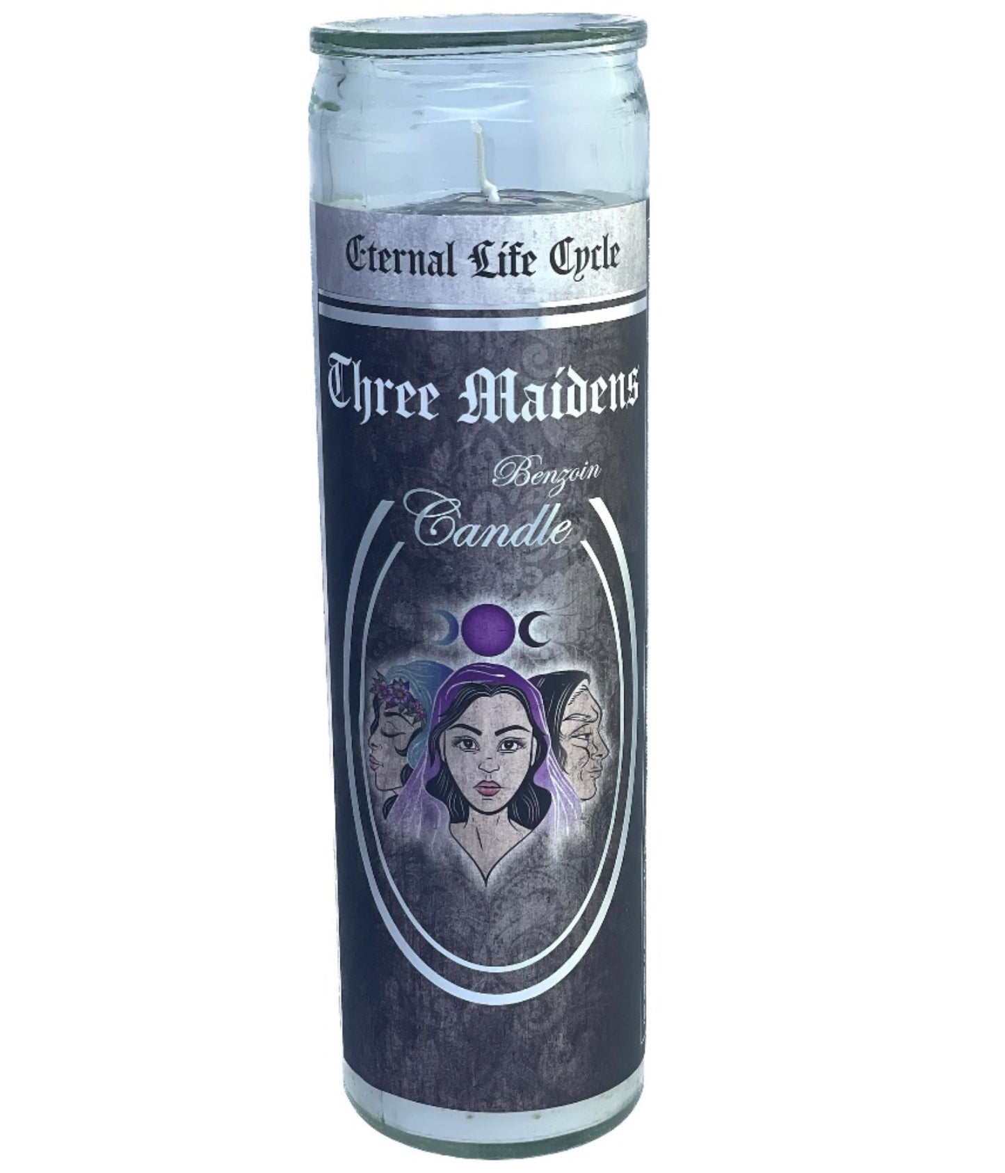 7 Day Glass Ritual Candle - Three Maidens - Benzoin