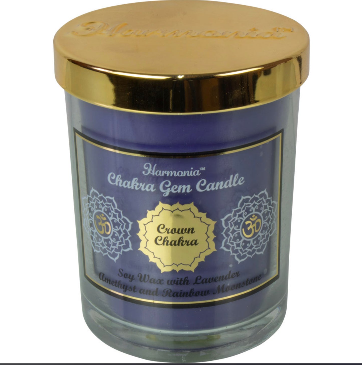 Harmonia Soy Gem Candle - Crown Chakra - Amethyst & Rainbow Moonstone - Lavender Scented