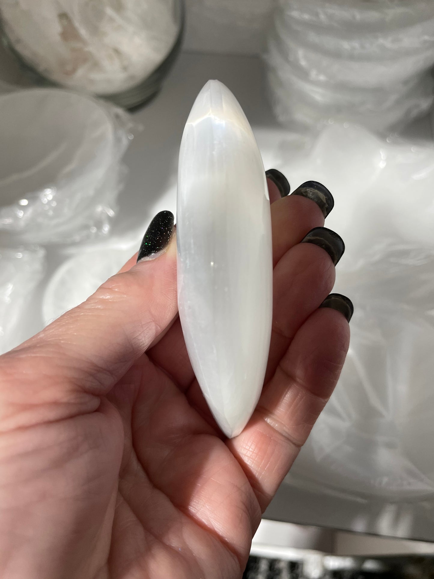 Selenite Puffed Moon