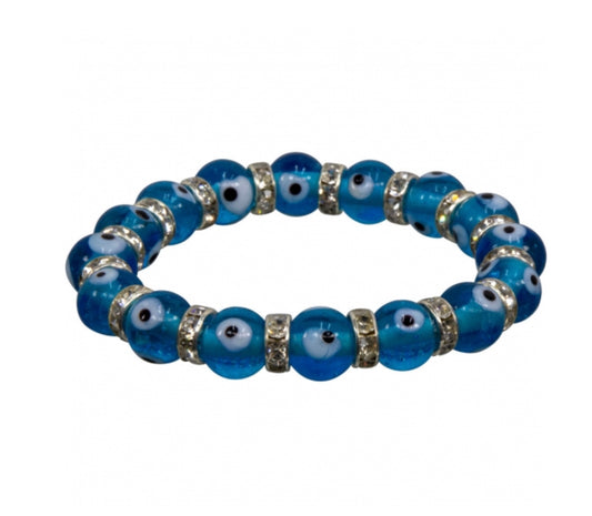 Protect yourself from evil thoughts, spells and ritual with the Aqua Evil Eye bracelet