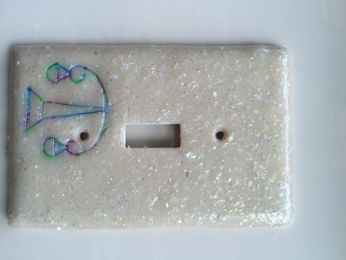 Libra The Scales light switch plate cover for single toggle switch plate cover, black with glitter opal glitter custom colors available