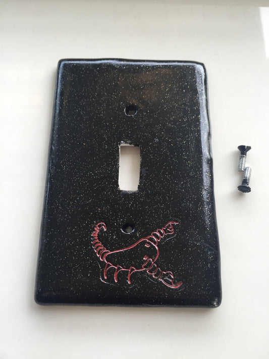 Scorpio The Scorpion light switch plate cover for single toggle switch plate cover, black with glitter and deep red custom colors available