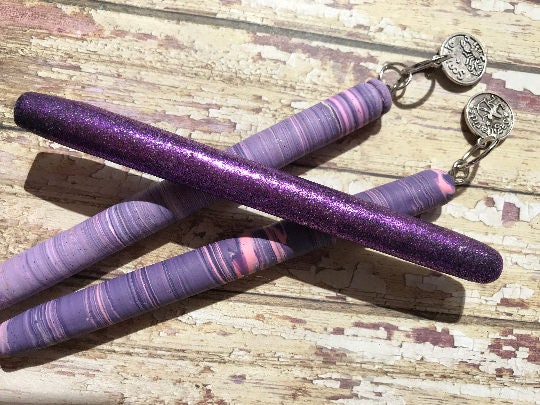 Beautiful purples and pinks refillable polymer clay pens. Scorpio and Saggitarius purple glitter pen, Zodiac pens