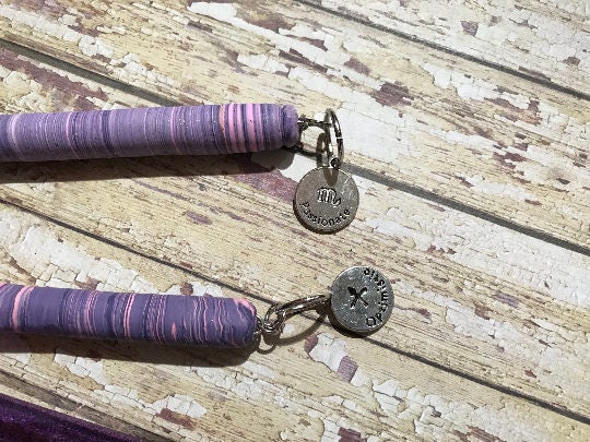 Beautiful purples and pinks refillable polymer clay pens. Scorpio and Saggitarius purple glitter pen, Zodiac pens