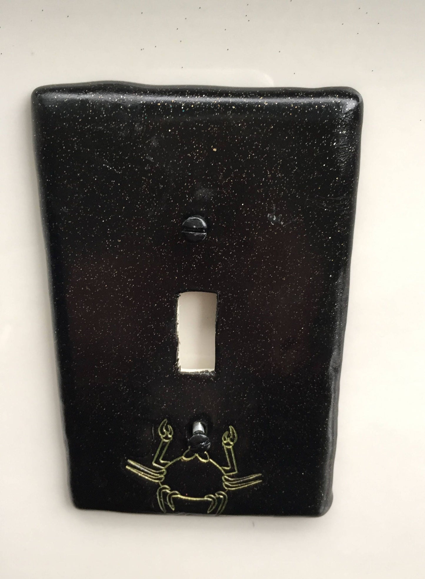 Cancer the Crab light switch plate cover for single toggle switch plate cover, black with glitter green custom colors available