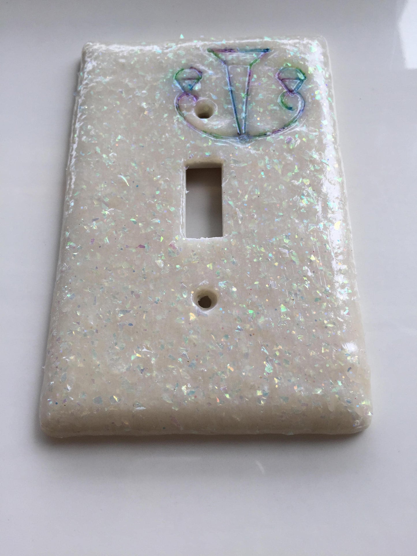 Libra The Scales light switch plate cover for single toggle switch plate cover, black with glitter opal glitter custom colors available