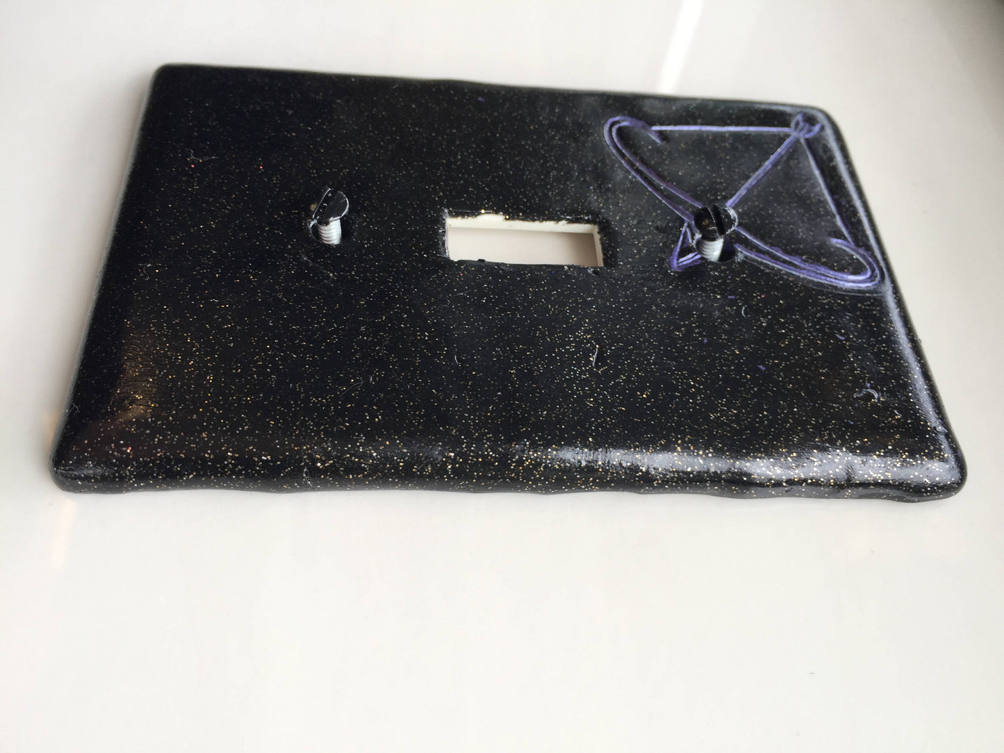 Sagittarius the Archer light switch plate cover for single toggle switch plate cover, black with glitter purple custom colors available