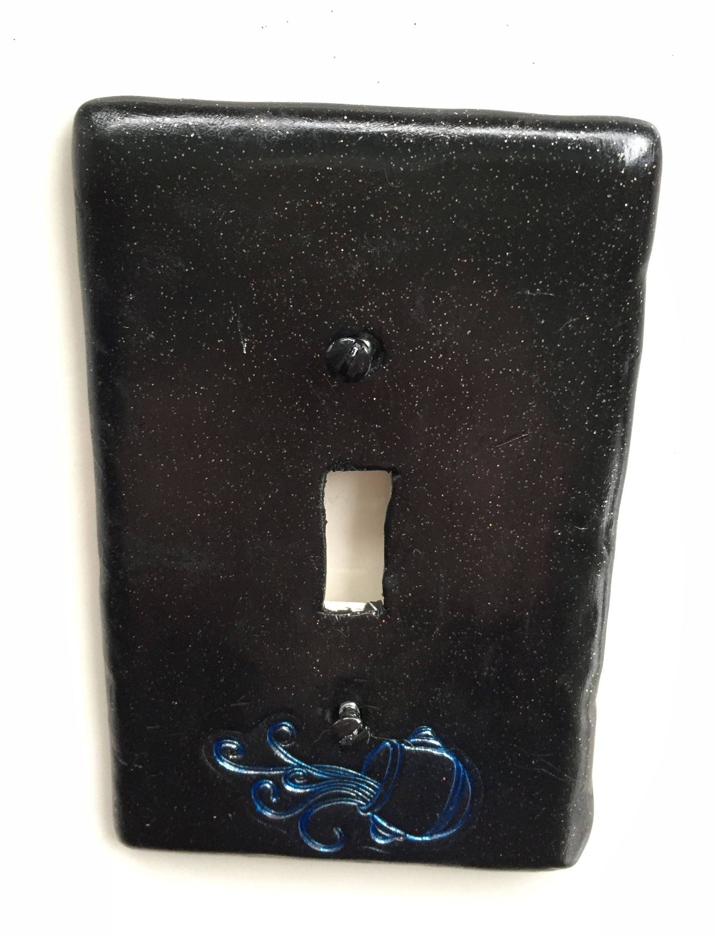 Aquarius The Water Bearer light switch plate cover for single toggle switch plate cover, black with glitter blue custom colors available