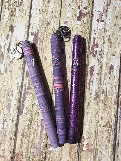 Beautiful purples and pinks refillable polymer clay pens. Scorpio and Saggitarius purple glitter pen, Zodiac pens