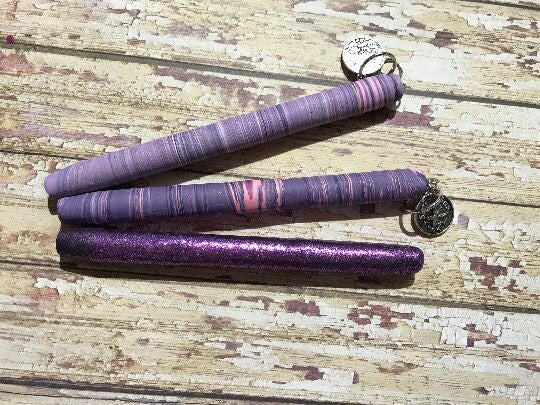 Beautiful purples and pinks refillable polymer clay pens. Scorpio and Saggitarius purple glitter pen, Zodiac pens