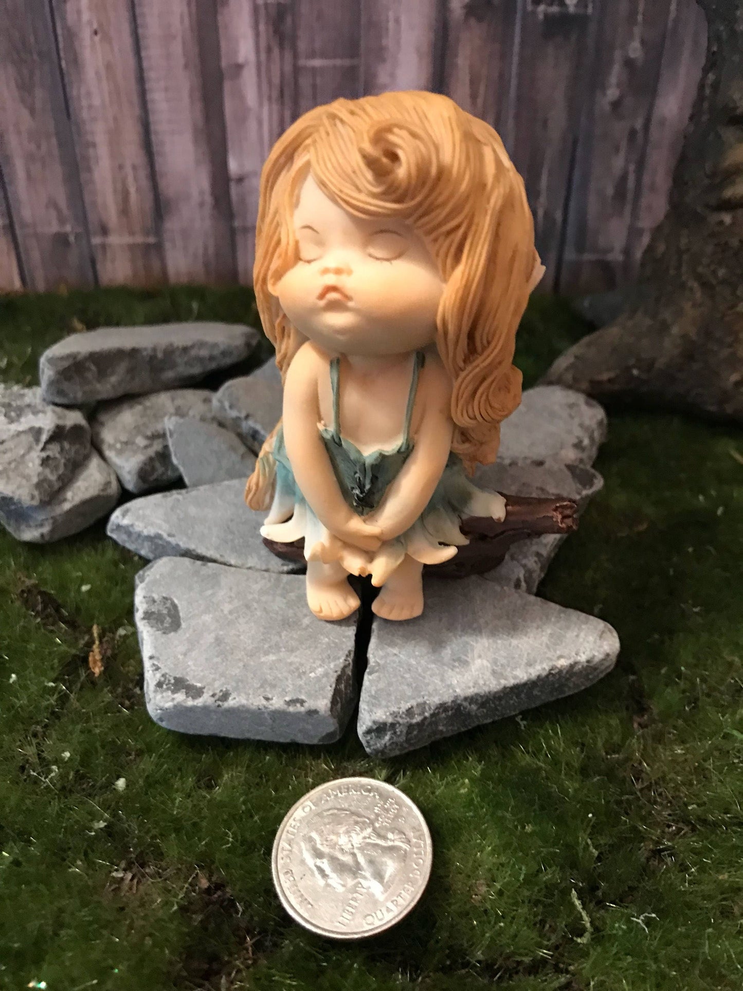 Sweet sassy little fairy figurine, chubby cheeks fairy girl, fairy garden figurine, Miniature garden accessories, adorable fairy baby girl