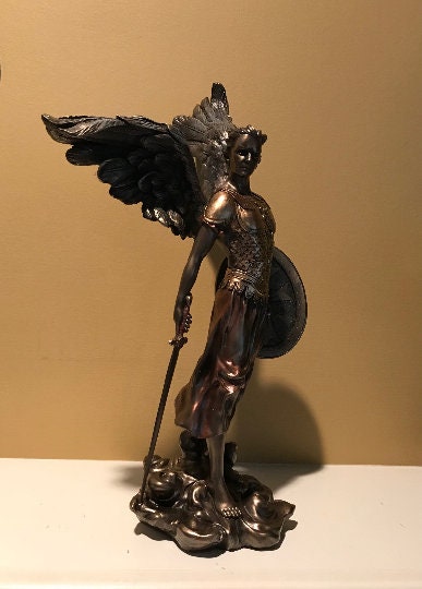 Archangel Michael Angel of Peace and Justice Angel Bronze figurine Angel Collectors Recovery angel gift sobriety gift St Michael angel