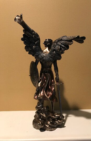 Archangel Michael Angel of Peace and Justice Angel Bronze figurine Angel Collectors Recovery angel gift sobriety gift St Michael angel