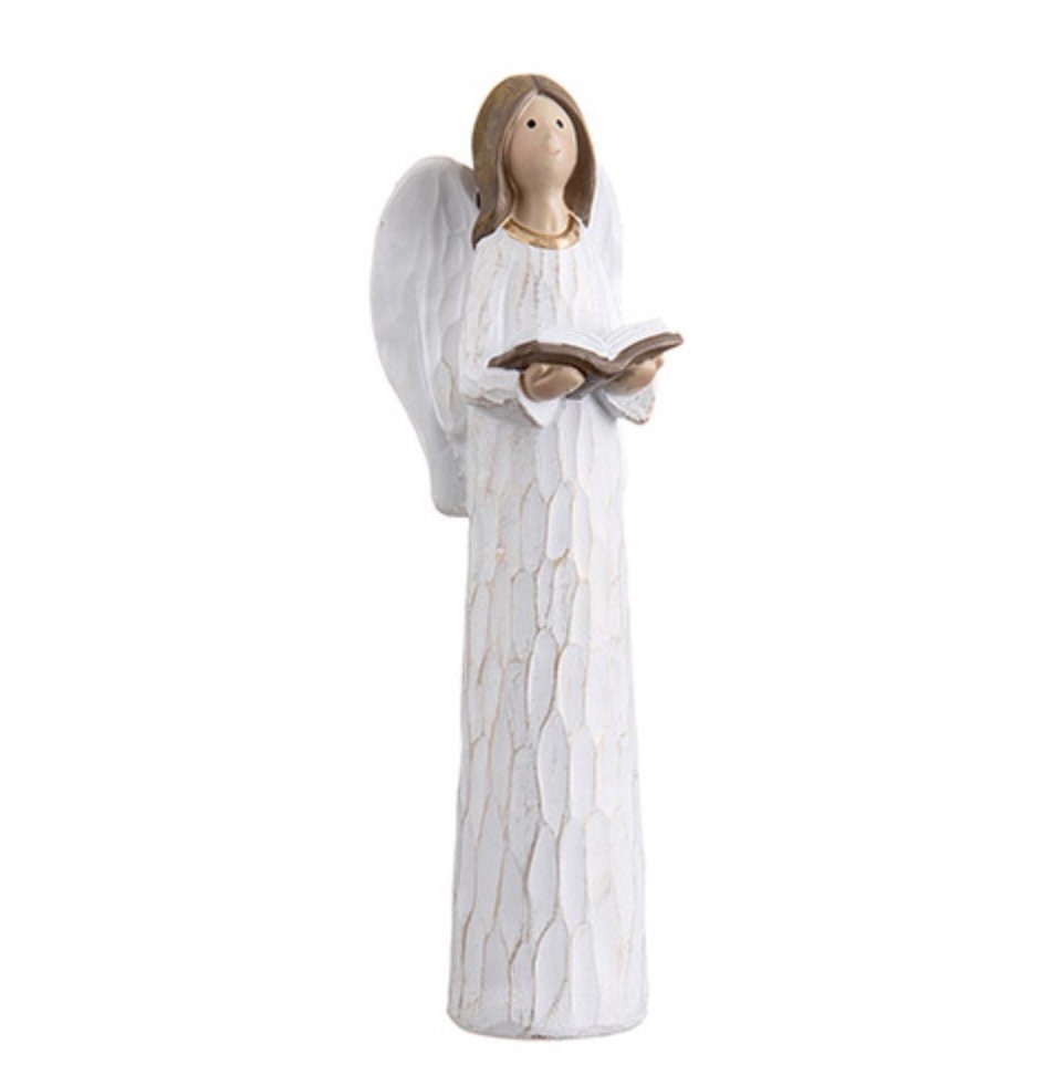 Pretty brown haired angel, mother and child angel, teacher angel, guardian angel figurine, friends angels, tabletop angel Christmas angels