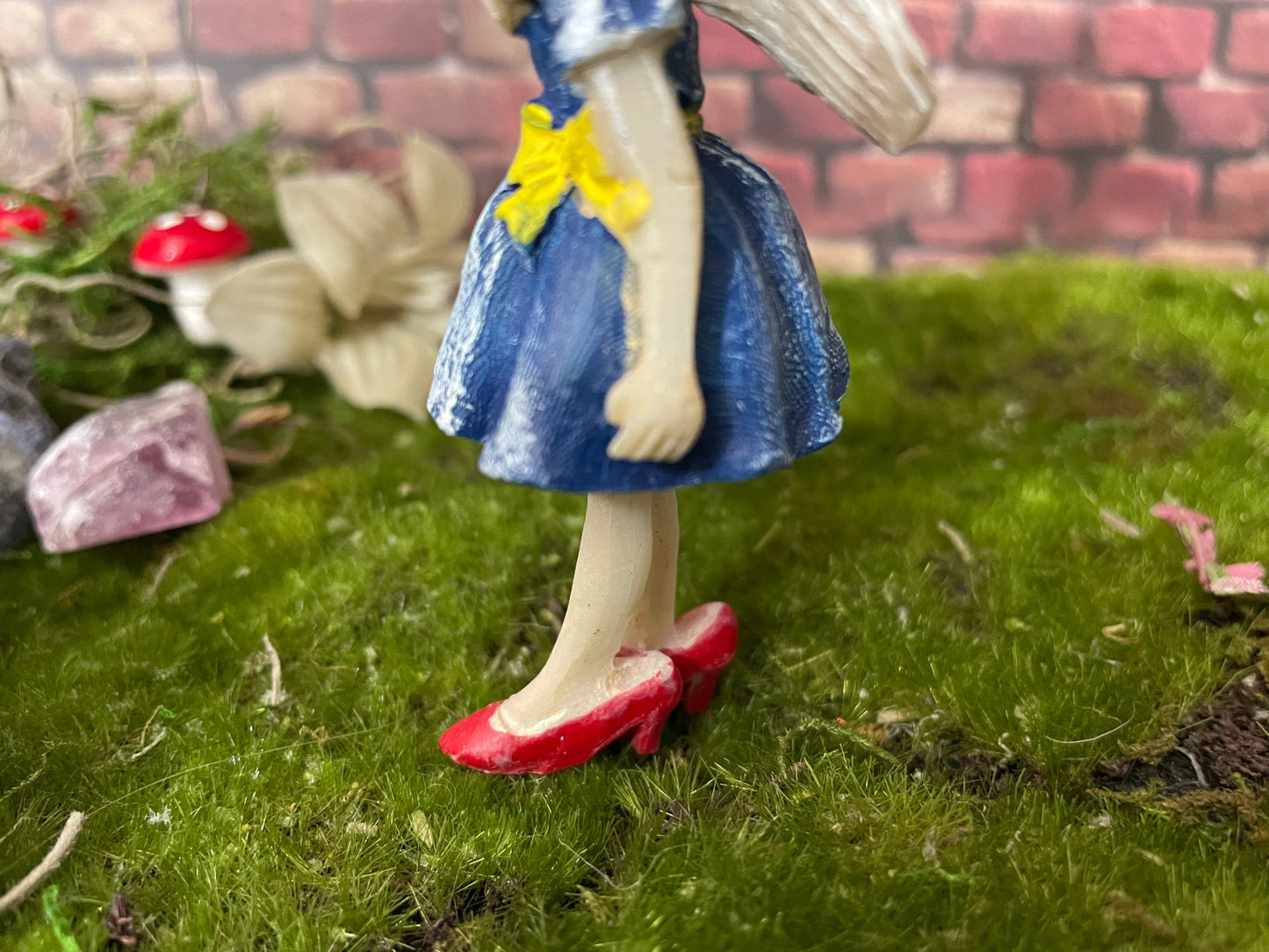 Sweet fairy, red oversized shoes playing dress up