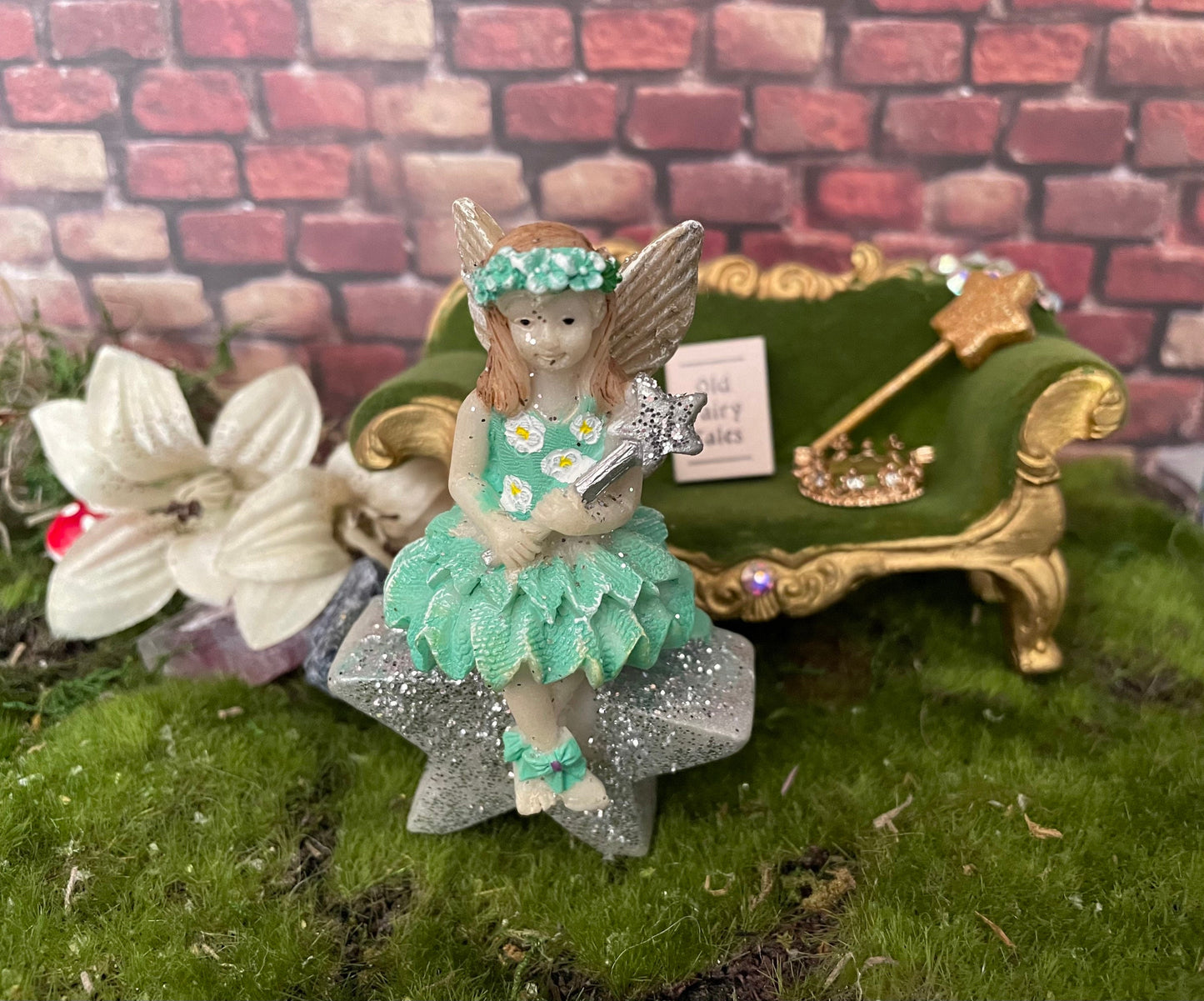 Sweet magical fairy girl sitting on a glittery star!