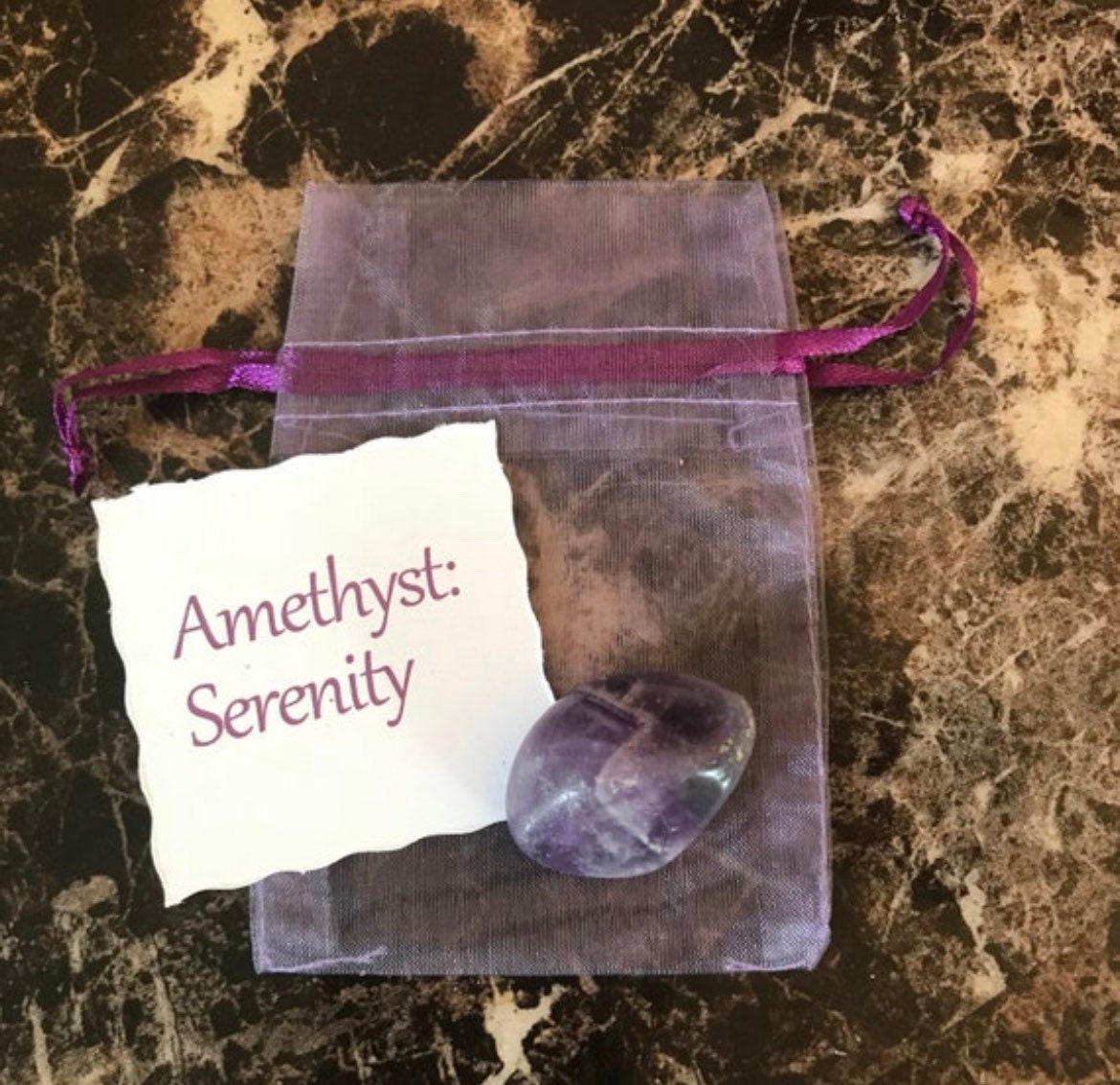 Amethyst Meditation healing stone use to enhance serenity, spiritual gift, tumbled Amethyst stone