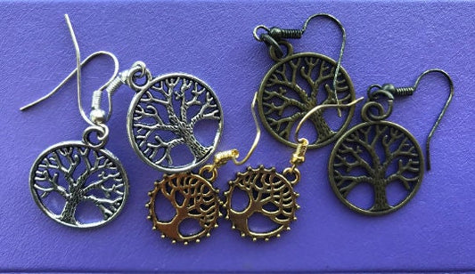 Beautiful Tree of Life dangle earrings antique gold or silver and gold earrings