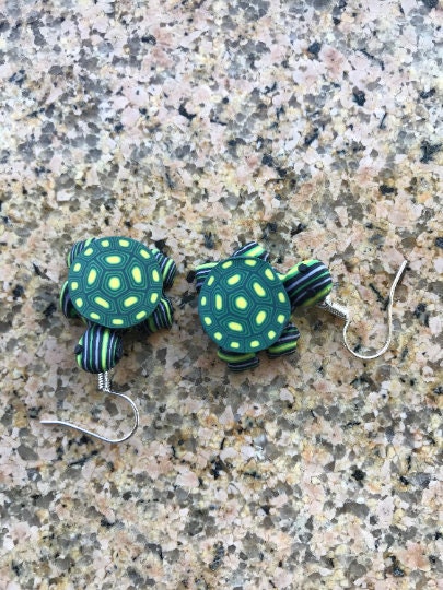 Cute turtle earrings dangle earrings blue turtle brown turtle green turtle black turtle earrings