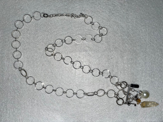 Beautiful nickel free silver necklace with citrine pearls goldstone