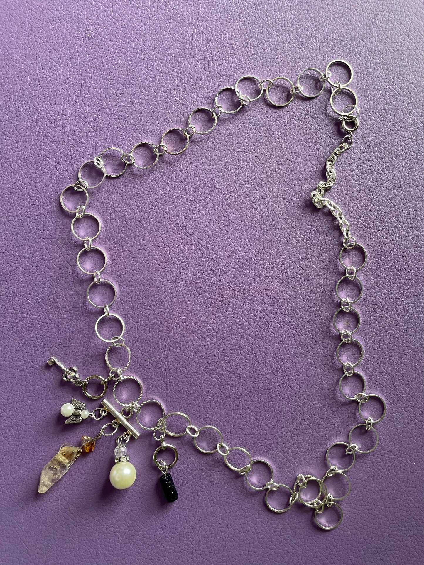 Beautiful nickel free silver necklace with citrine pearls goldstone