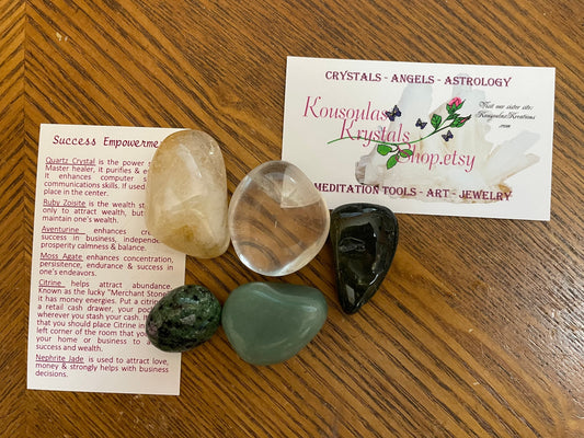 Five piece crystal Success Empowerment set large stones