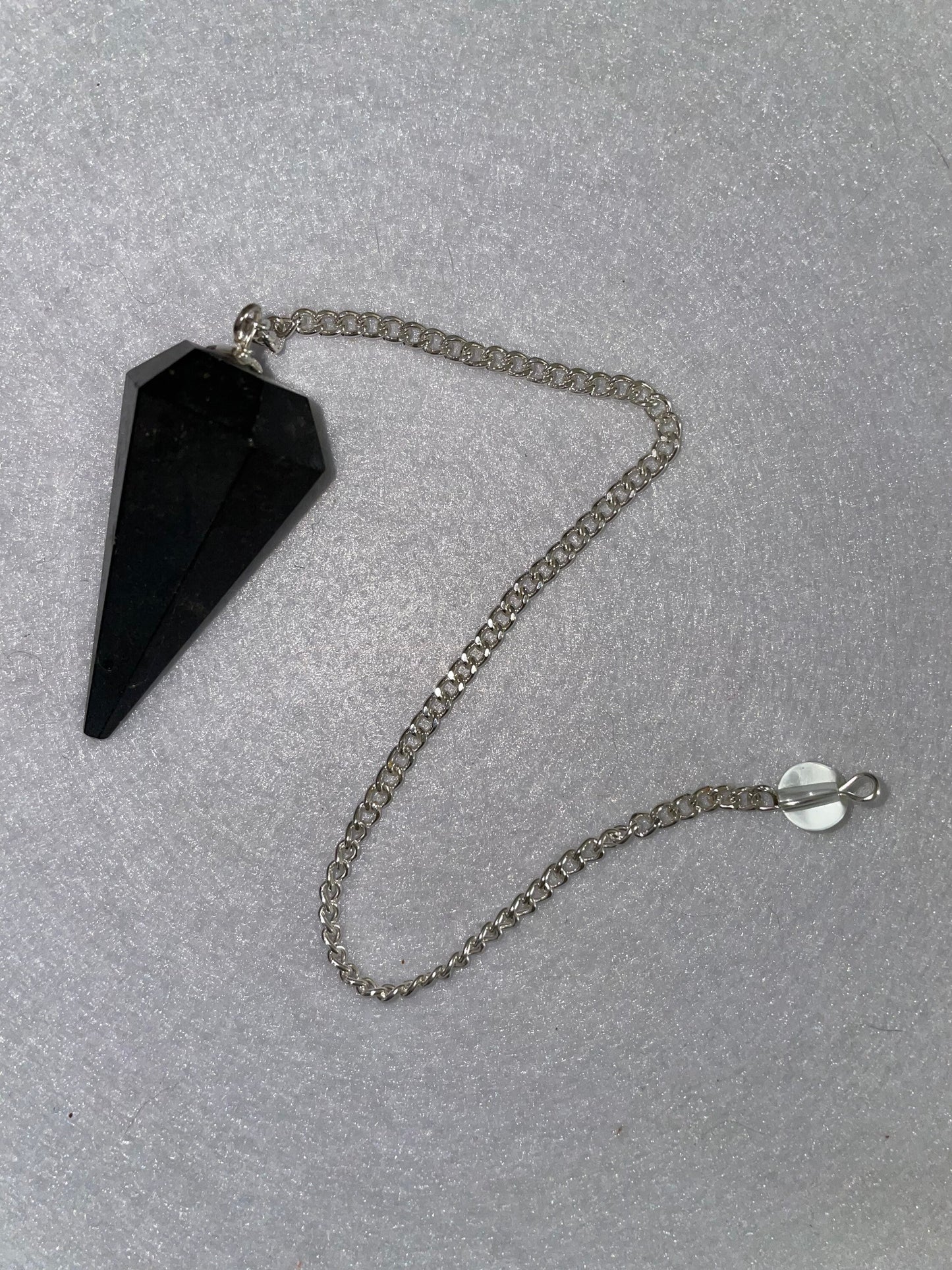 Black Obsidian Pendulum is  1.65” and with chain is 8.5”