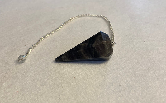Black Chalcedony Pendulum is  1.65” and with chain is 8.5”