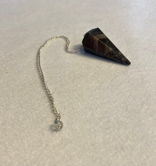 Black Chalcedony Pendulum is  1.65” and with chain is 8.5”