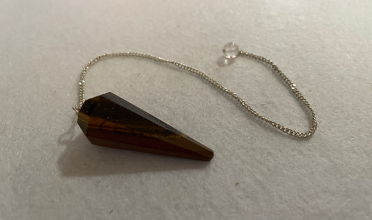 Beautiful Tiger’s Eye pendulum ornaments perfect for dowsing. Hang it in a well lit window, from the ceiling or on the wall!