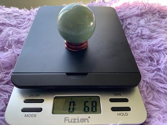 Beautiful 6.9 oz crystal Aventurine sphere crystal ball with wooden stand