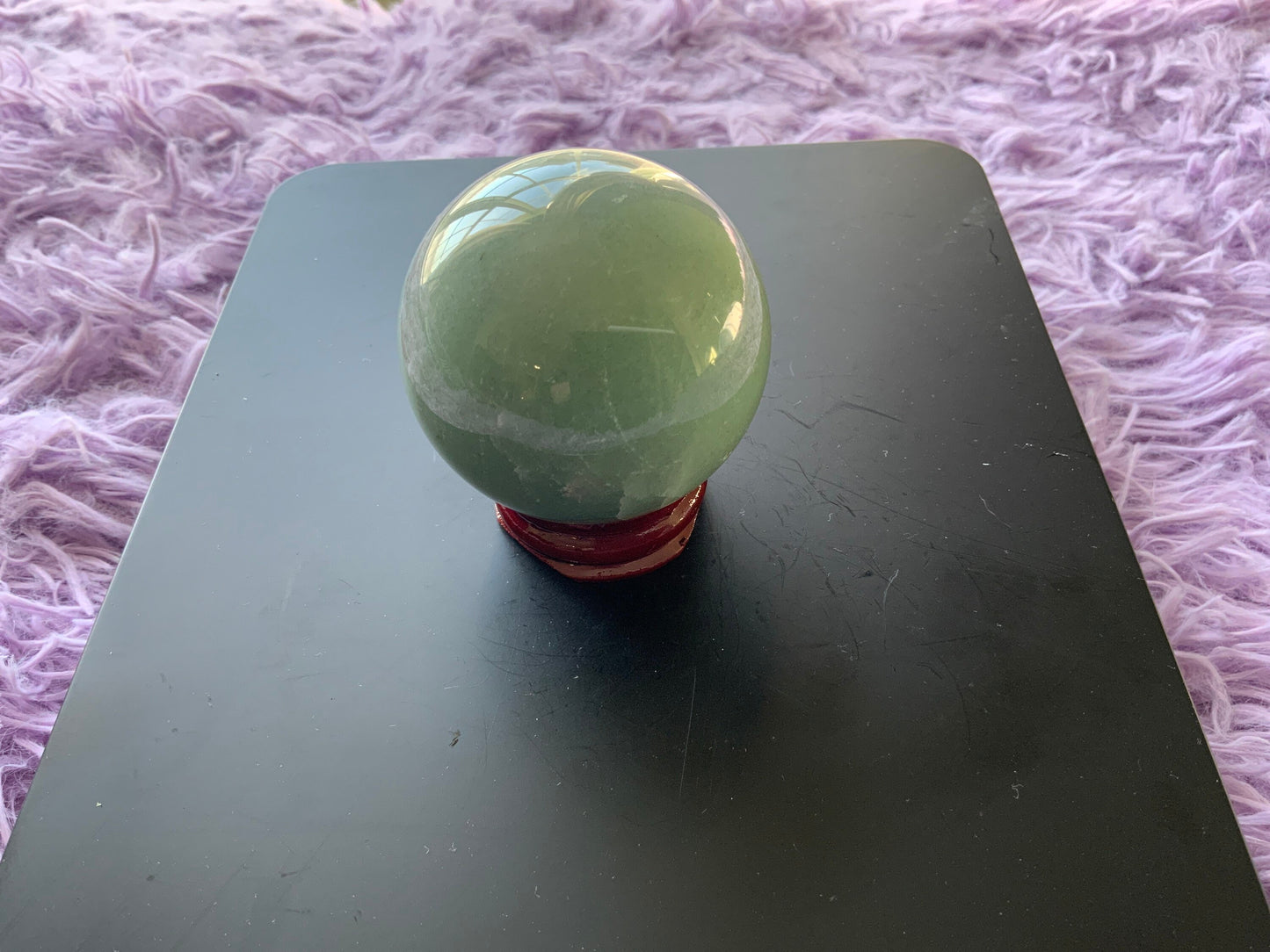 Beautiful 6.9 oz crystal Aventurine sphere crystal ball with wooden stand