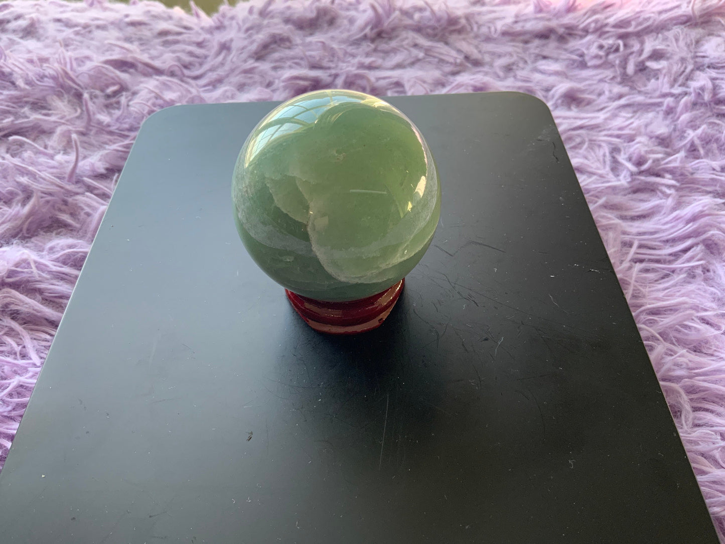 Beautiful 6.9 oz crystal Aventurine sphere crystal ball with wooden stand