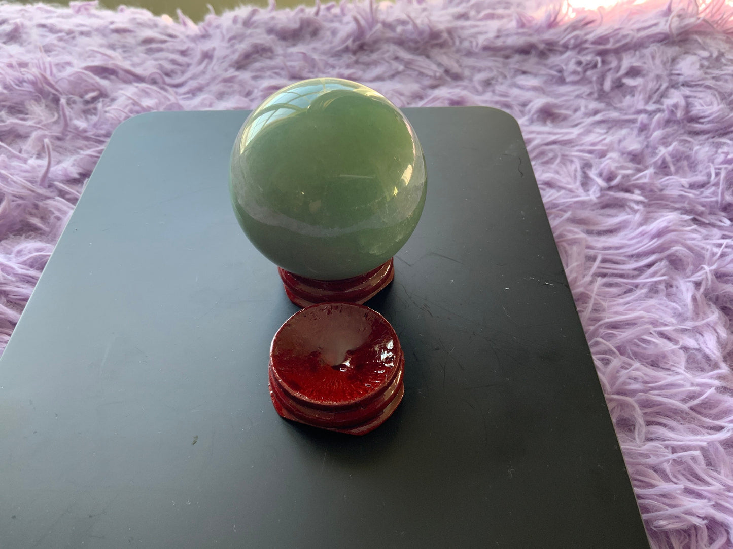 Beautiful 6.9 oz crystal Aventurine sphere crystal ball with wooden stand