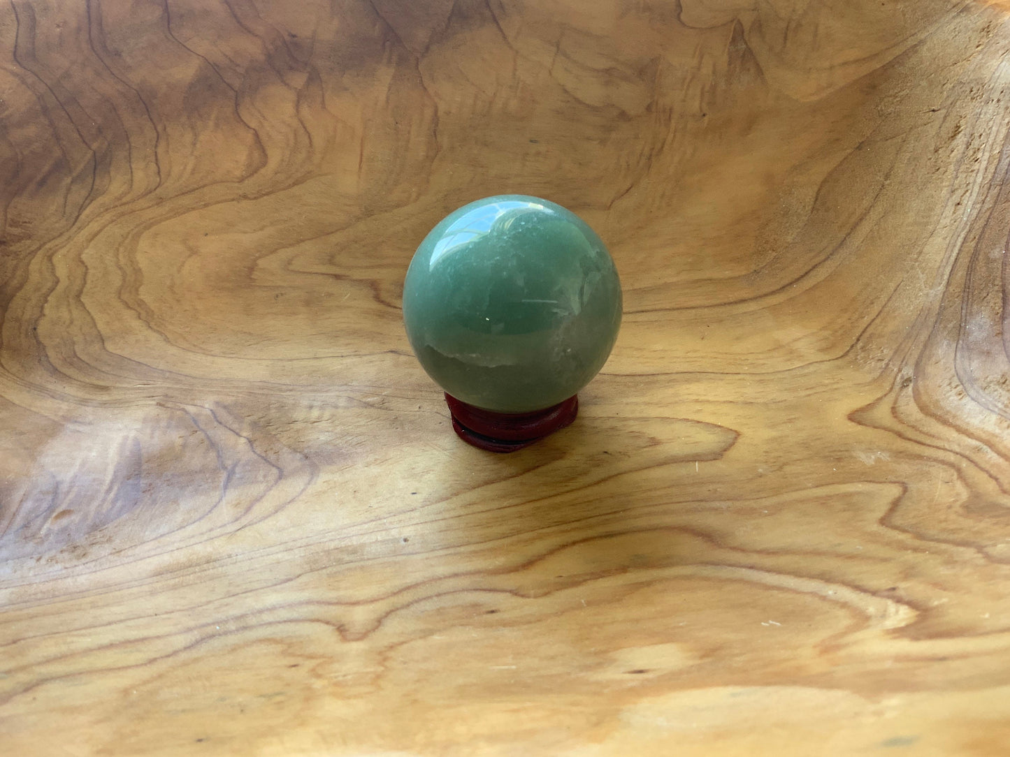 Beautiful 6.5 oz crystal Aventurine sphere crystal ball with wooden stand