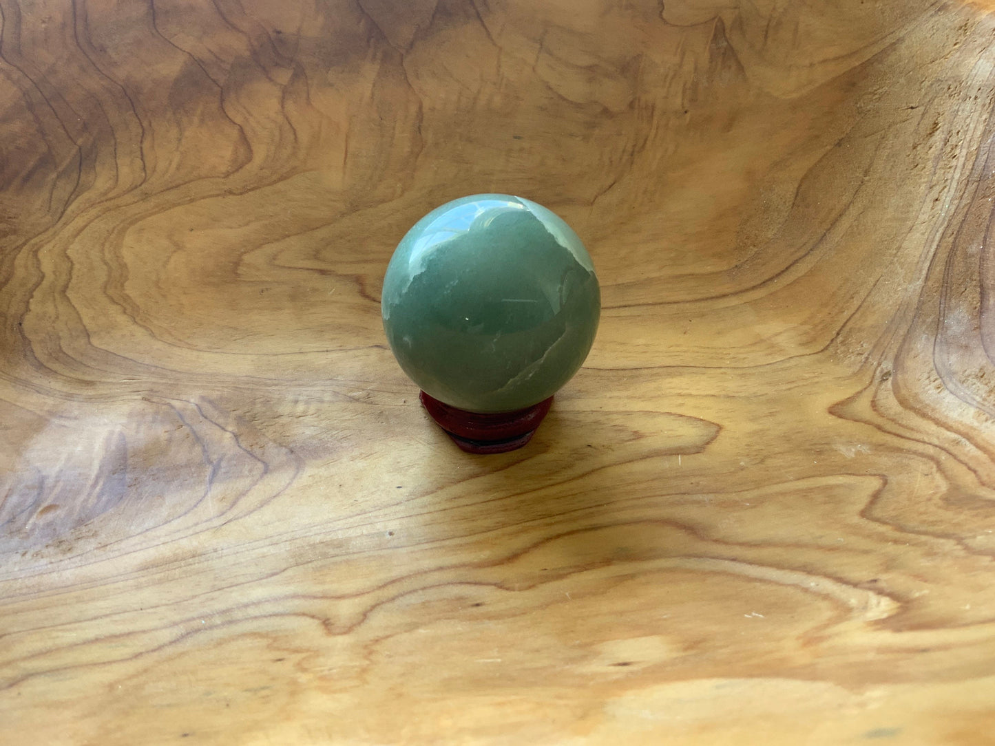 Beautiful 6.5 oz crystal Aventurine sphere crystal ball with wooden stand