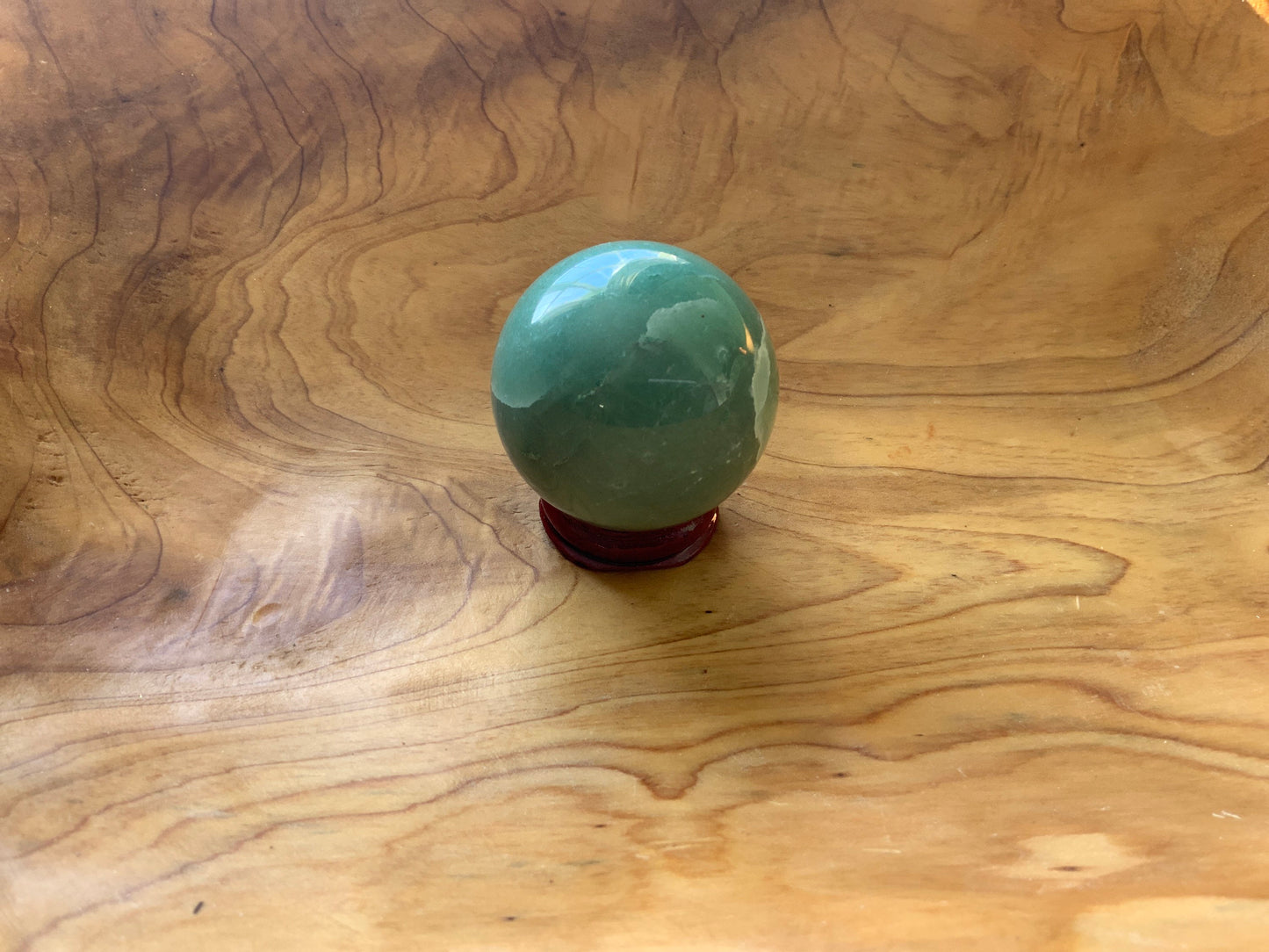 Beautiful 6.4 oz crystal Aventurine sphere crystal ball with wooden stand