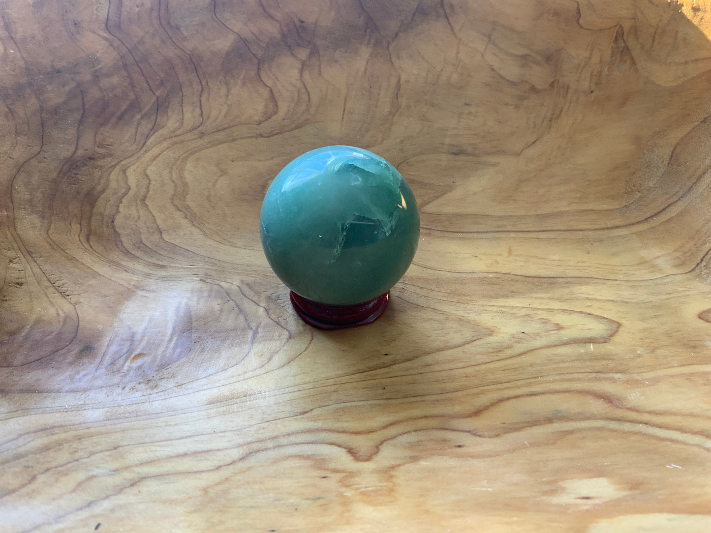 Beautiful 6.4 oz crystal Aventurine sphere crystal ball with wooden stand