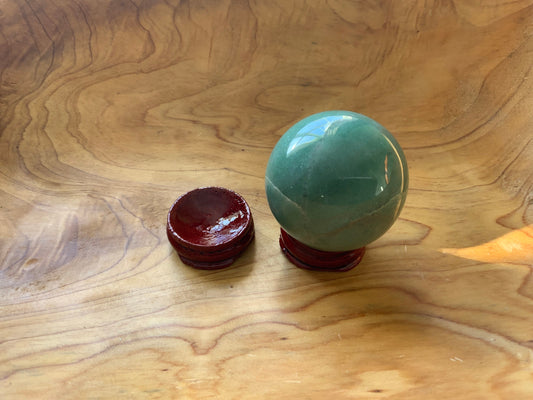 Beautiful 6.2 oz crystal Aventurine sphere crystal ball with wooden Crystal