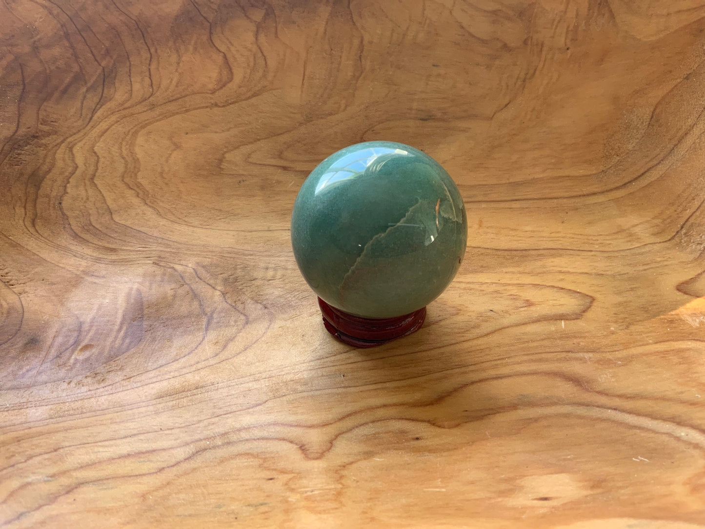 Beautiful 6.2 oz crystal Aventurine sphere crystal ball with wooden Crystal