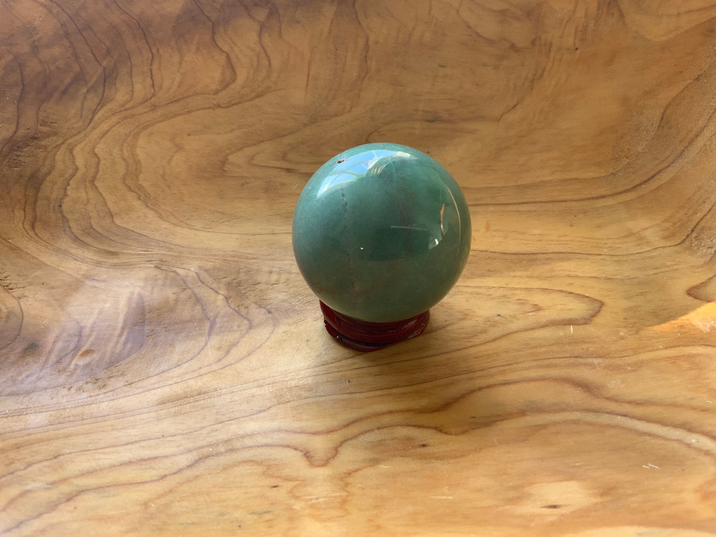 Beautiful 6.2 oz crystal Aventurine sphere crystal ball with wooden Crystal