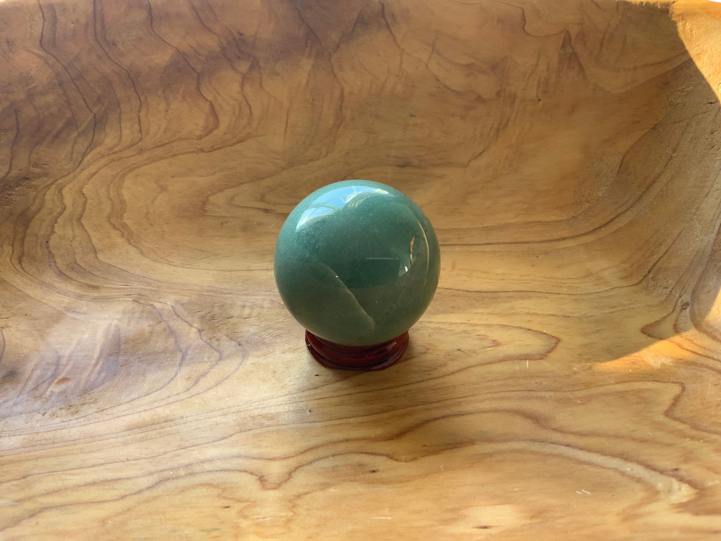 Beautiful 6.2 oz crystal Aventurine sphere crystal ball with wooden Crystal