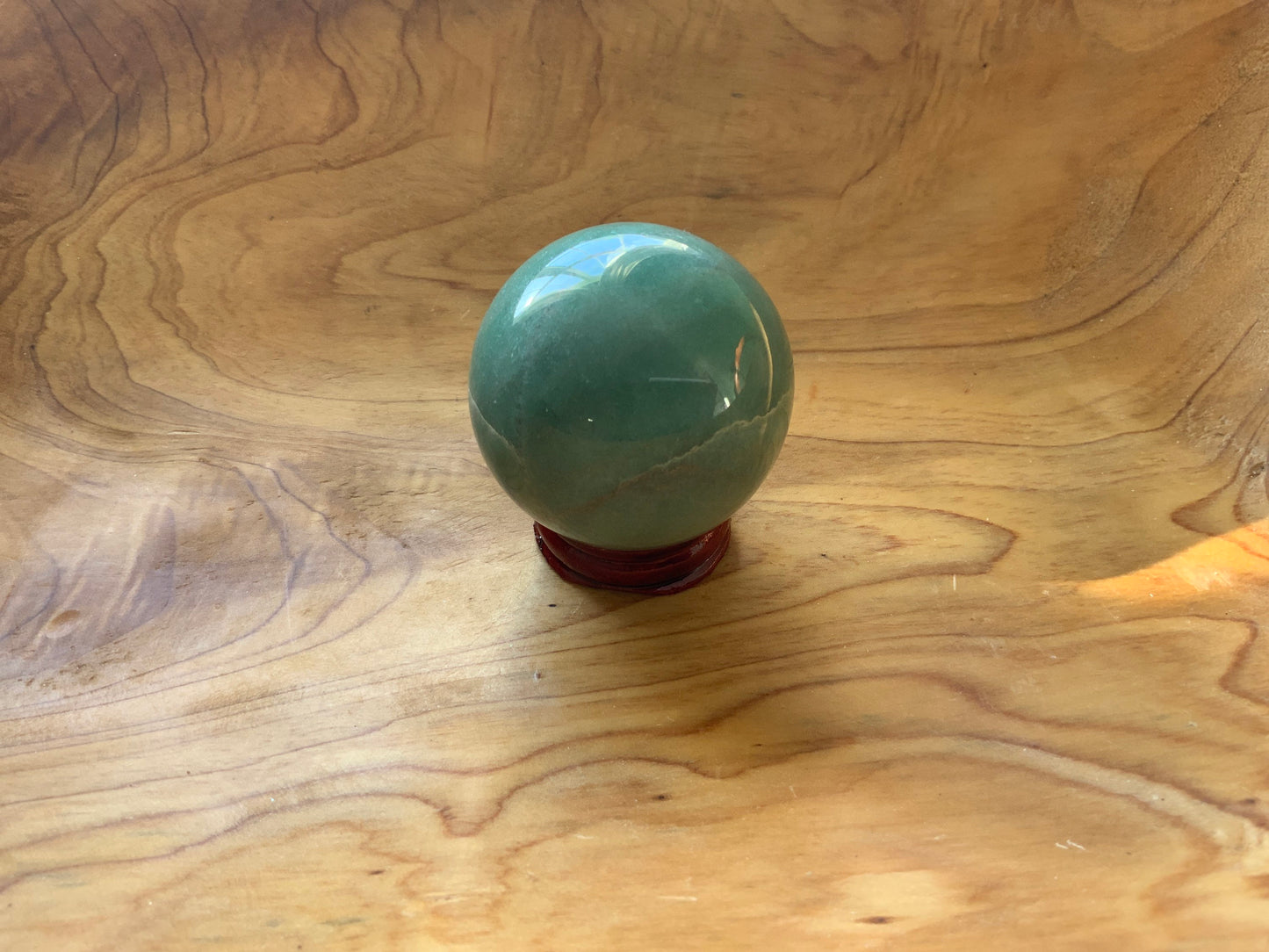 Beautiful 6.2 oz crystal Aventurine sphere crystal ball with wooden Crystal