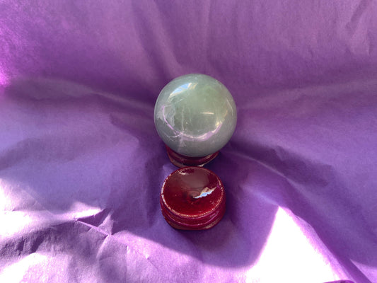 Beautiful 5.2 oz crystal Aventurine sphere crystal ball with wooden Crystal