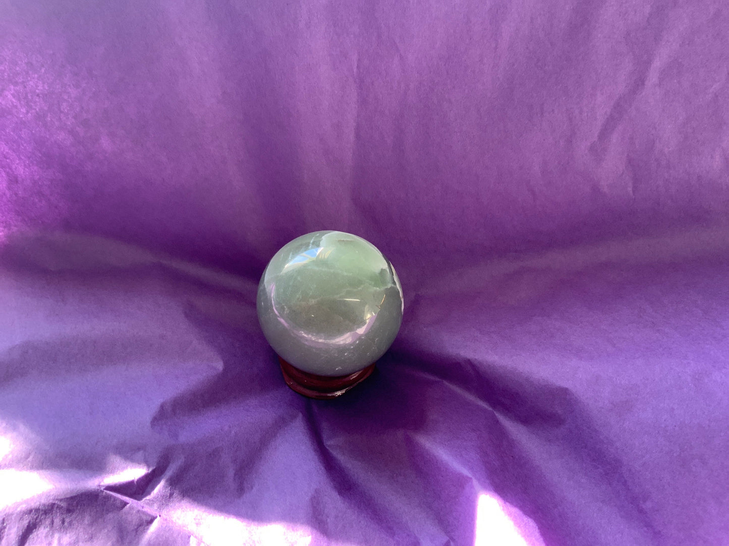 Beautiful 5.2 oz crystal Aventurine sphere crystal ball with wooden Crystal